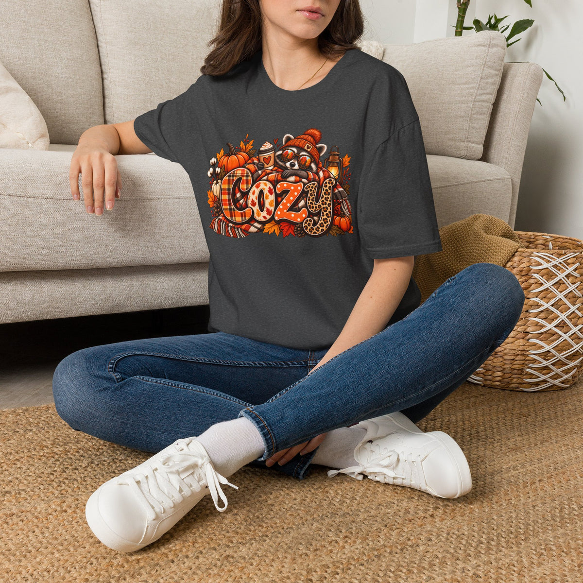 Cozy Raccoon Graphic T-Shirt