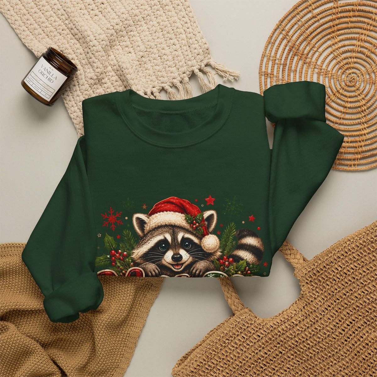 Crewneck-Christmas Raccoon "Merry"