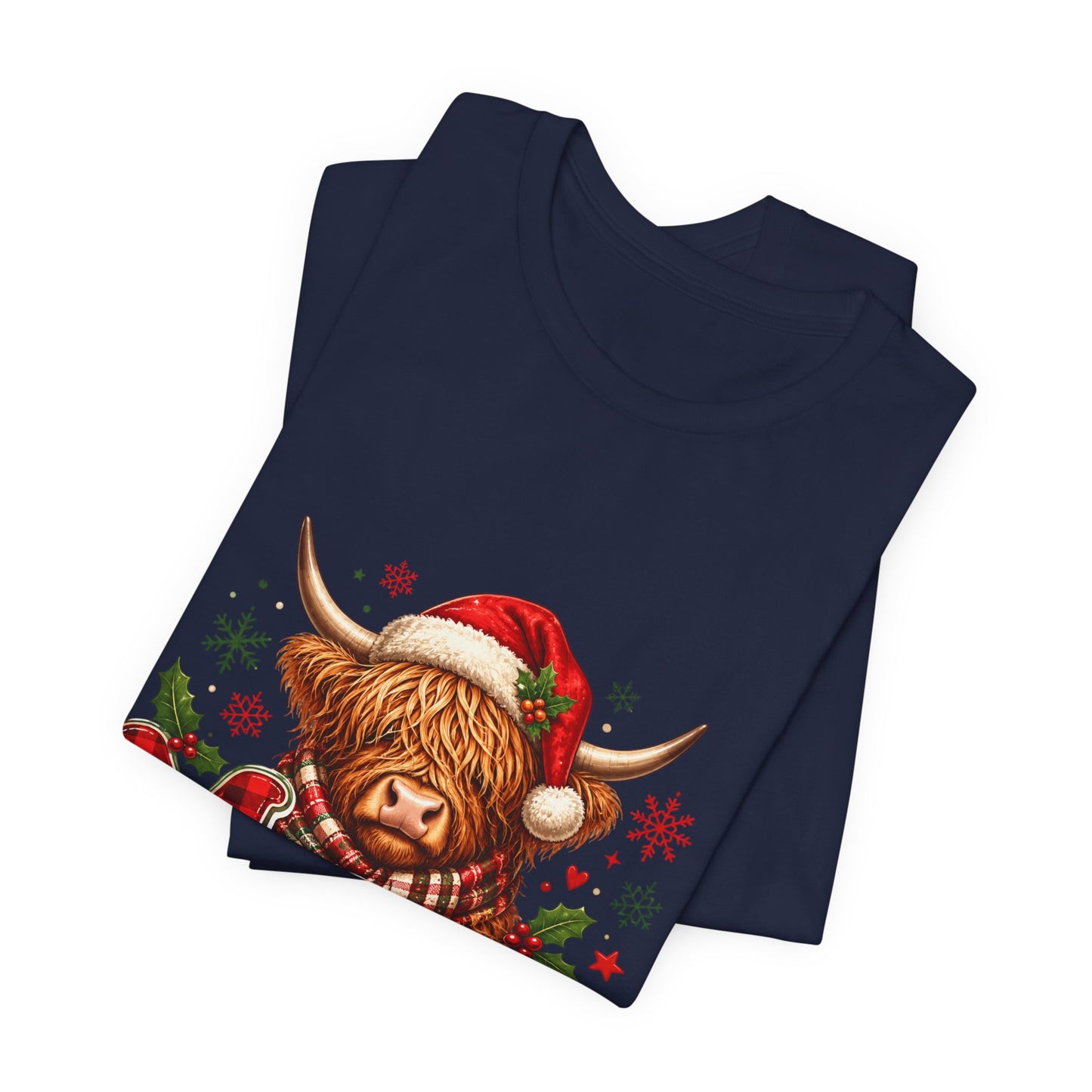 Merry Highland Cow Christmas Tee