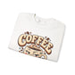 Coffee Crewneck Sweatshirt — “Coffee Because Adulting Is a Little Bitter” Cute Retro Graphic