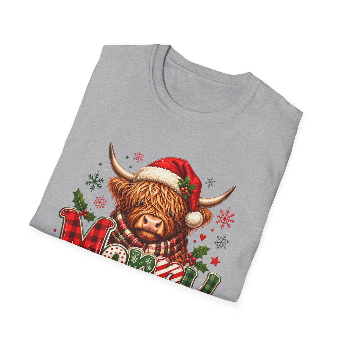 Merry Highland Cow Christmas Graphic T-Shirt