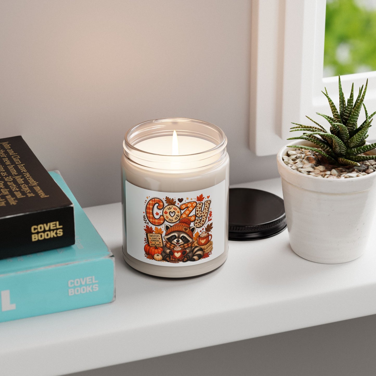 Cozy Autumn Raccoon Scented Soy Candle, 9oz | Fall Pumpkin Spice