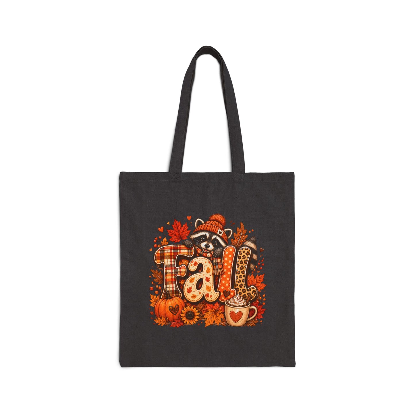 Raccoon 'Fall' Plaid Pumpkin Autumn Tote