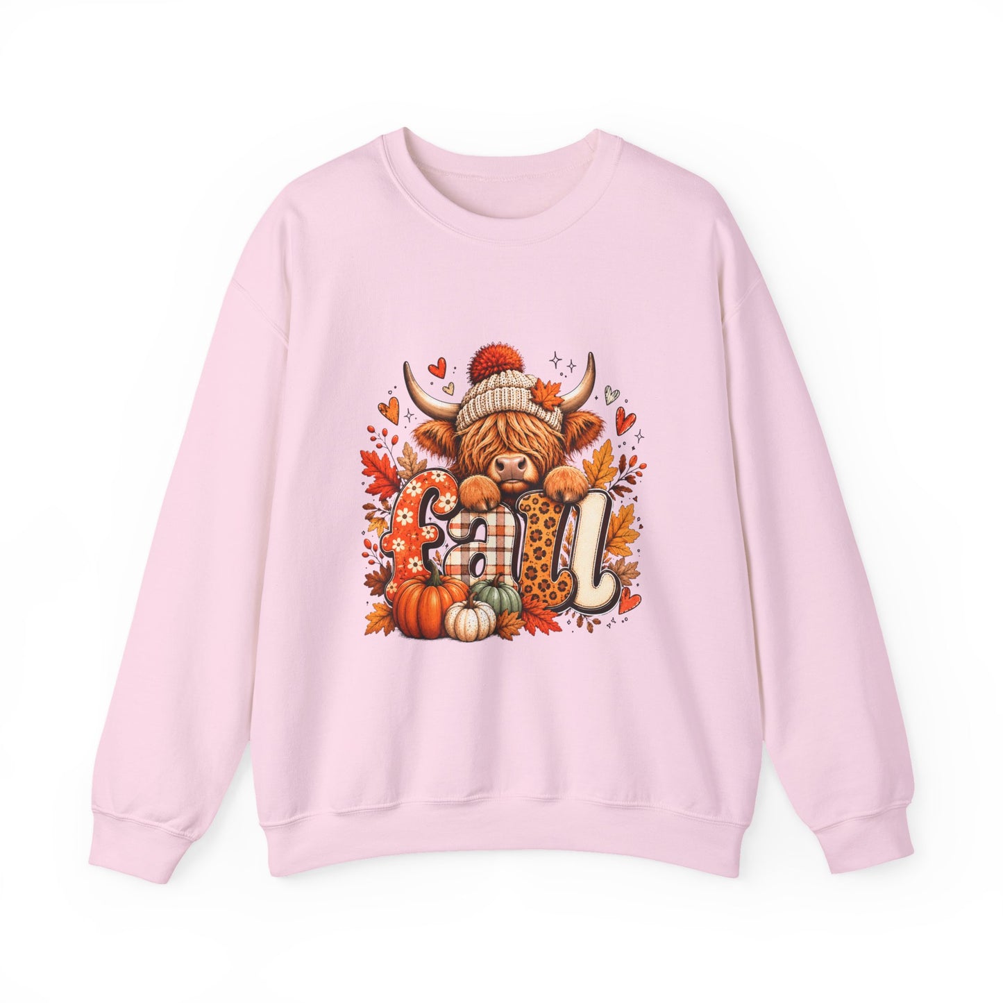 Autumn Highland Cow Pumpkin Crewneck Sweatshirt | Fall Woodland Cozy