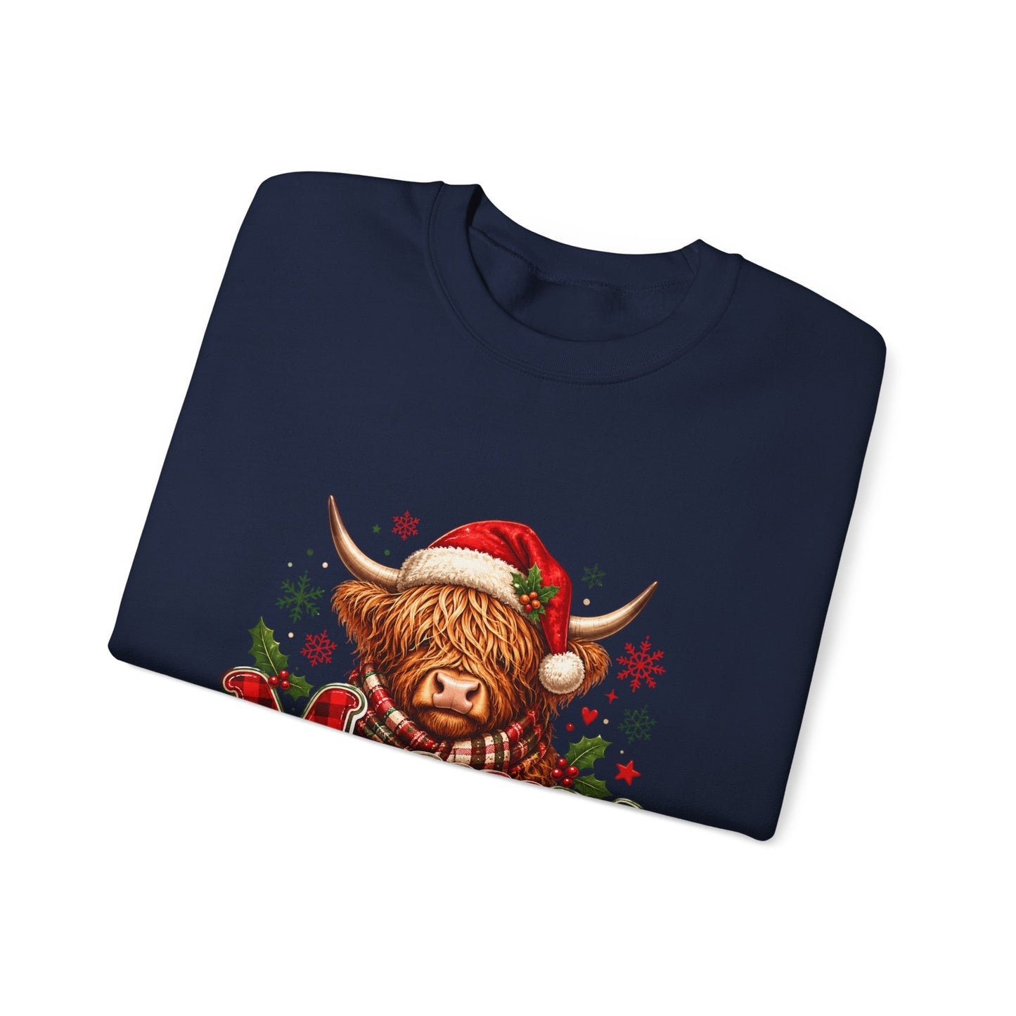 Christmas Highland Cow 'Merry' Sweatshirt – Festive Holiday Crewneck