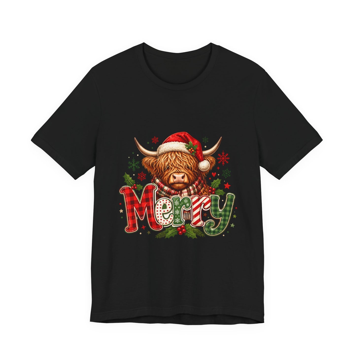 Merry Highland Cow Christmas Tee