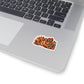 Cozy Autumn Racoon Sticker | Fall Pumpkins Plaid Leopard Kiss-Cut Sticker