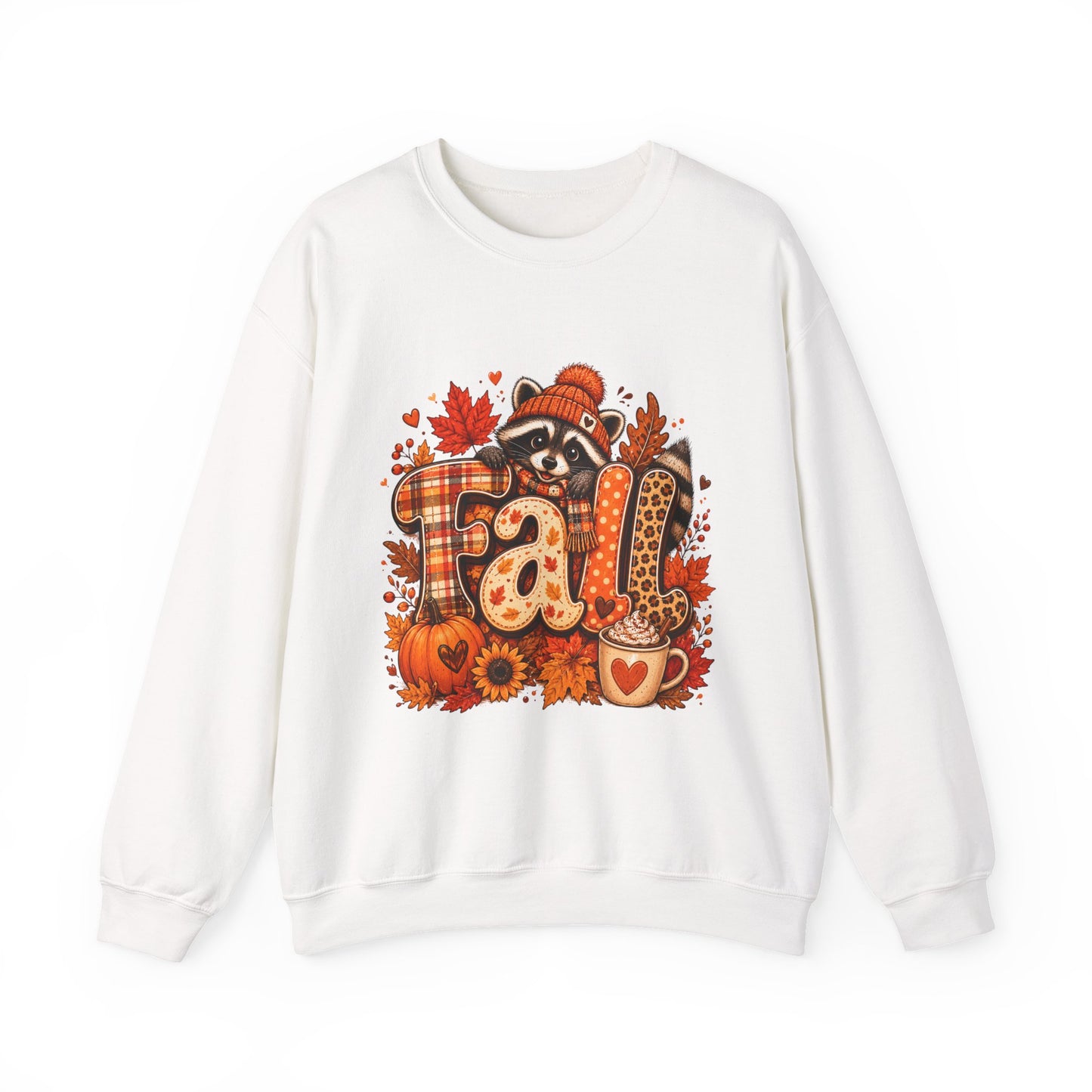 Fall Raccoon Plaid Pumpkin Sweatshirt | Autumn Leaves, Hot Cocoa