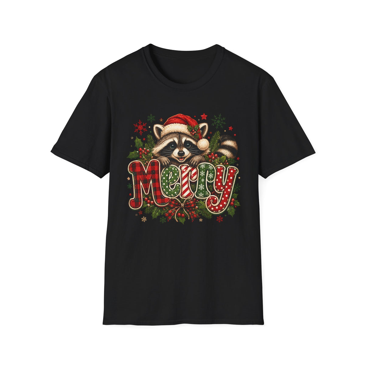 Merry Christmas Raccoon Graphic T-Shirt