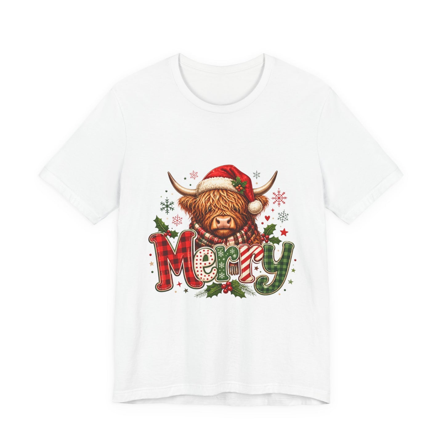 Merry Highland Cow Christmas Tee