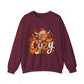 Cozy Highland Cow fall sweatshirt | pumpkin leaves autumn cozy design
