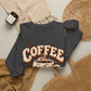 Coffee Crewneck Sweatshirt — “Coffee Because Adulting Is a Little Bitter” Cute Retro Graphic