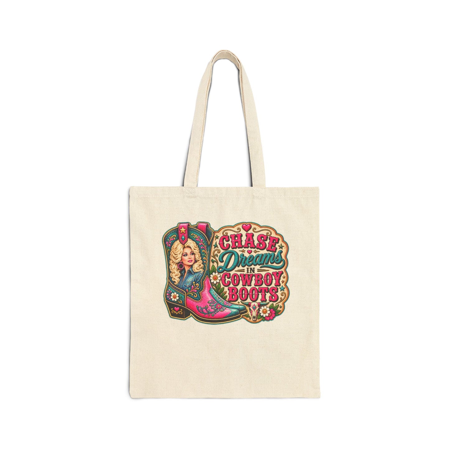 Tote Bag — "Chase Dreams in Cowboy Boots" Vintage Western Canvas Tote