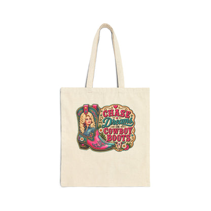 Tote Bag — "Chase Dreams in Cowboy Boots" Vintage Western Canvas Tote