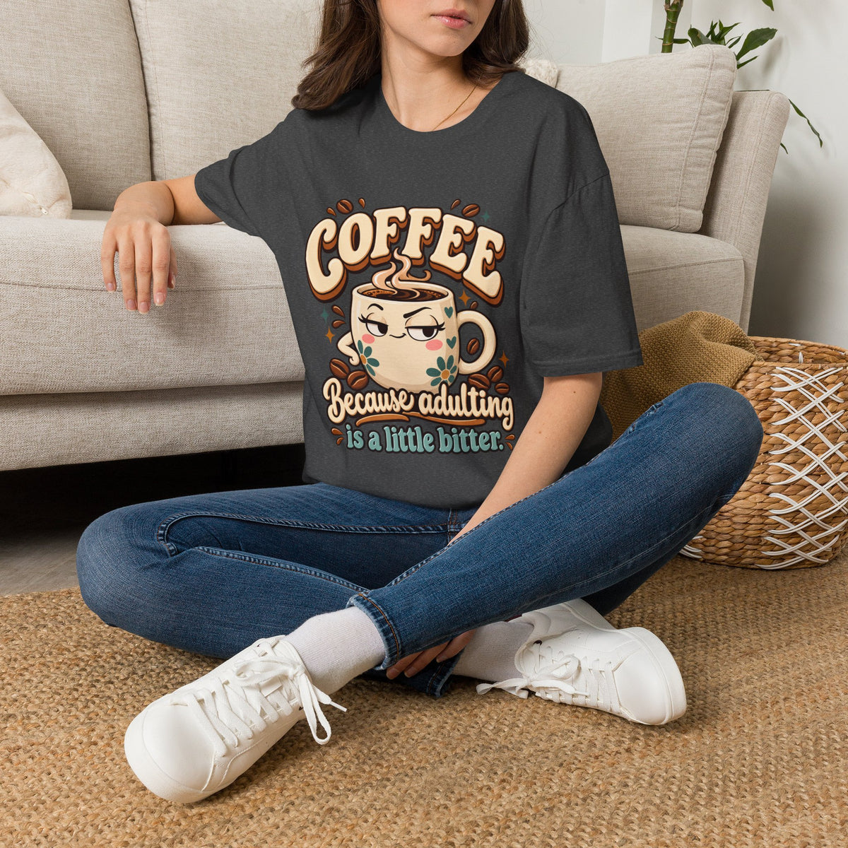 Coffee Because Adulting Is a Little Bitter Graphic T-Shirt