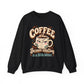 Coffee Crewneck Sweatshirt — “Coffee Because Adulting Is a Little Bitter” Cute Retro Graphic