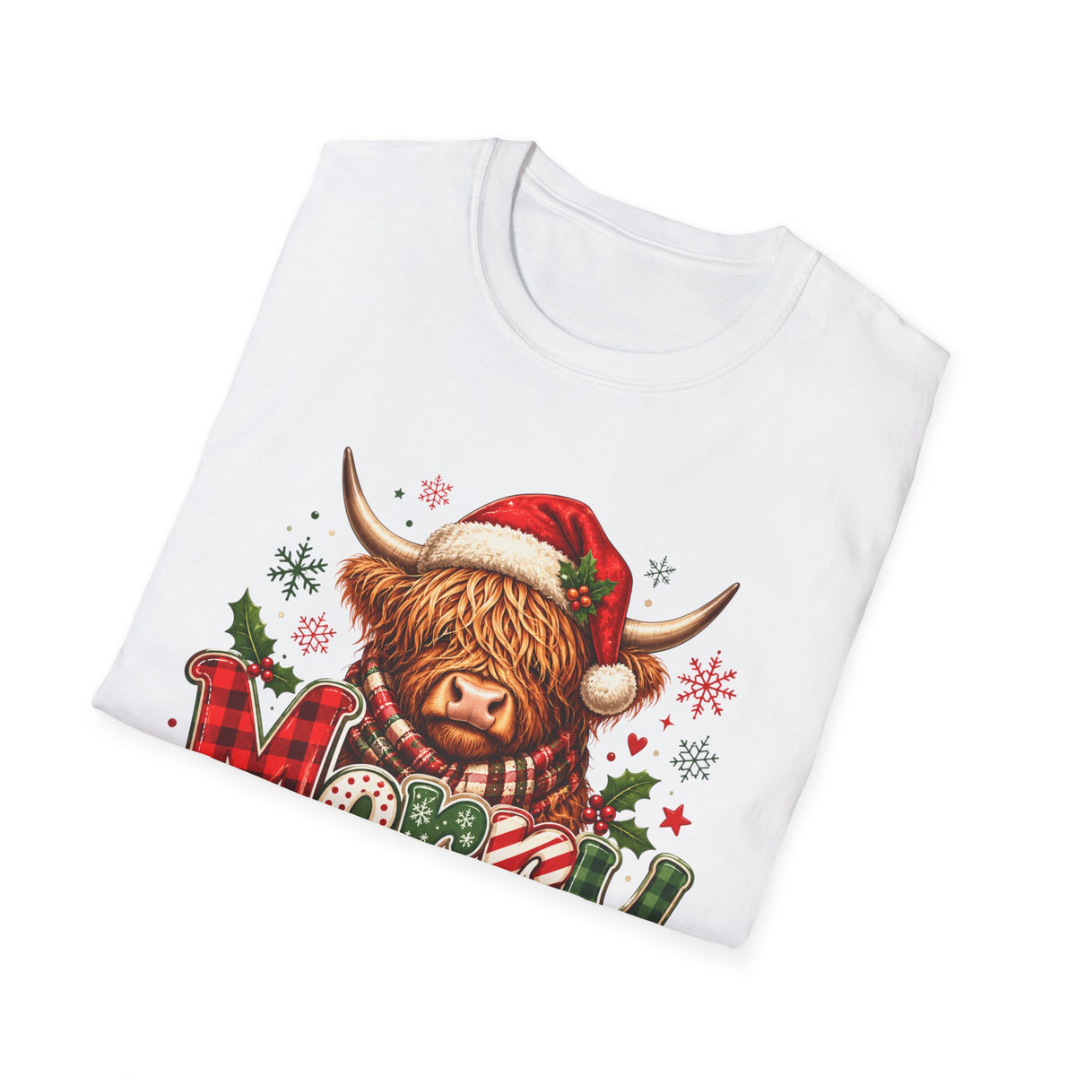 Merry Highland Cow Christmas Graphic T-Shirt