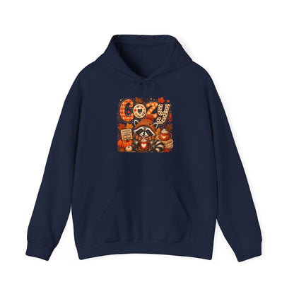 Cozy Autumn Raccoon Hoodie | Fall Leaves Pumpkin Harvest
