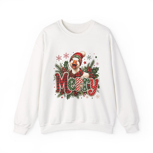 Christmas Goose 'Merry' Sweatshirt – Festive Holiday Crewneck