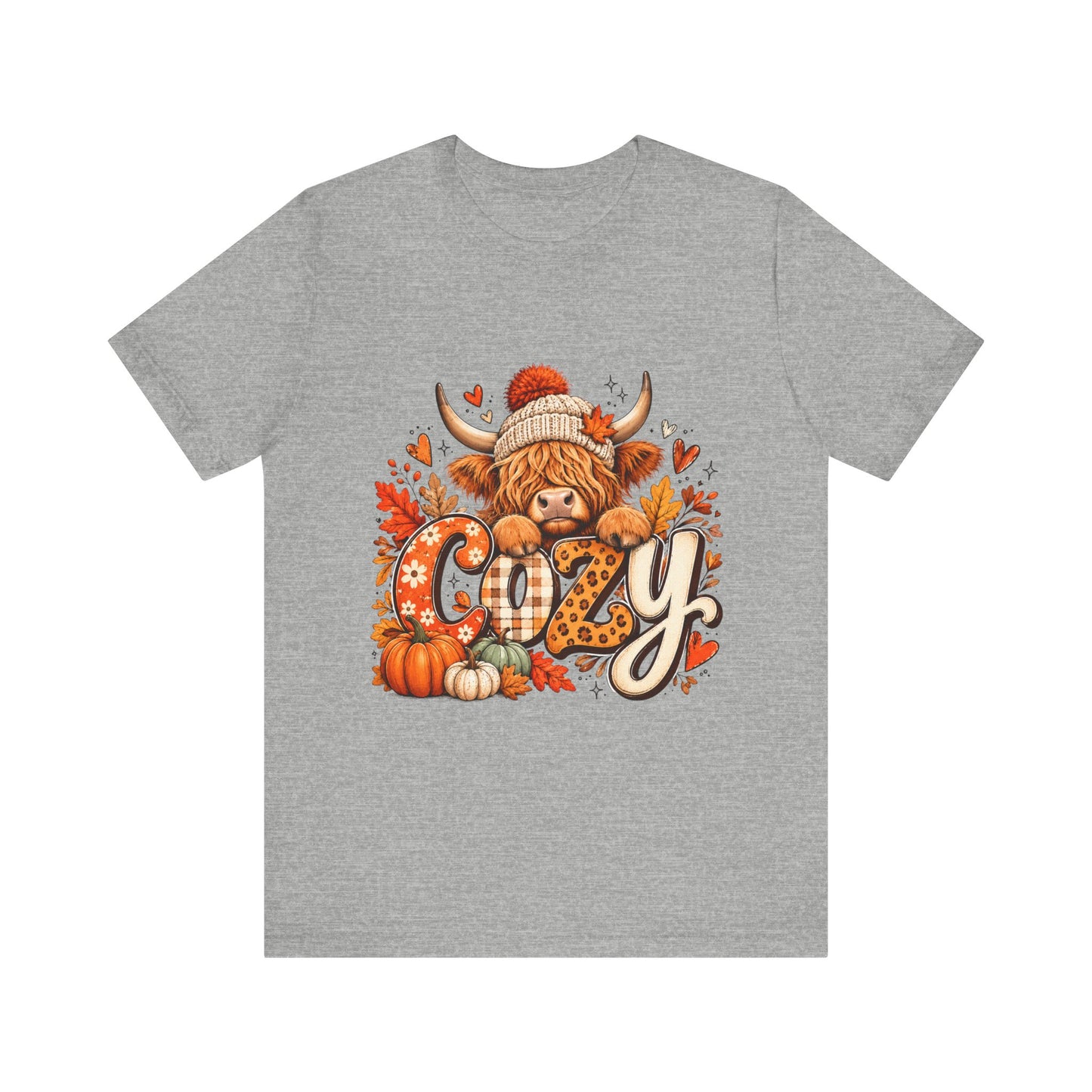 Cozy Highland Cow Autumn Tee | Fall Pumpkin Leaves Sweatshirt Style Shirt