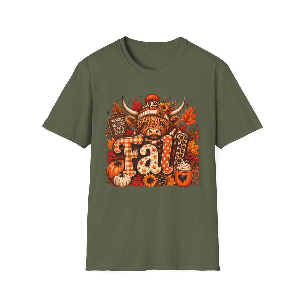 Fall Highland Cow Graphic T-Shirt