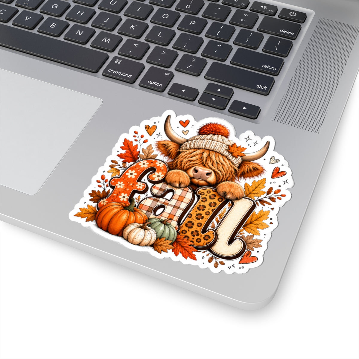 Autumn Highland Cow Fall Sticker | Kiss-Cut Fall Vinyl Sticker