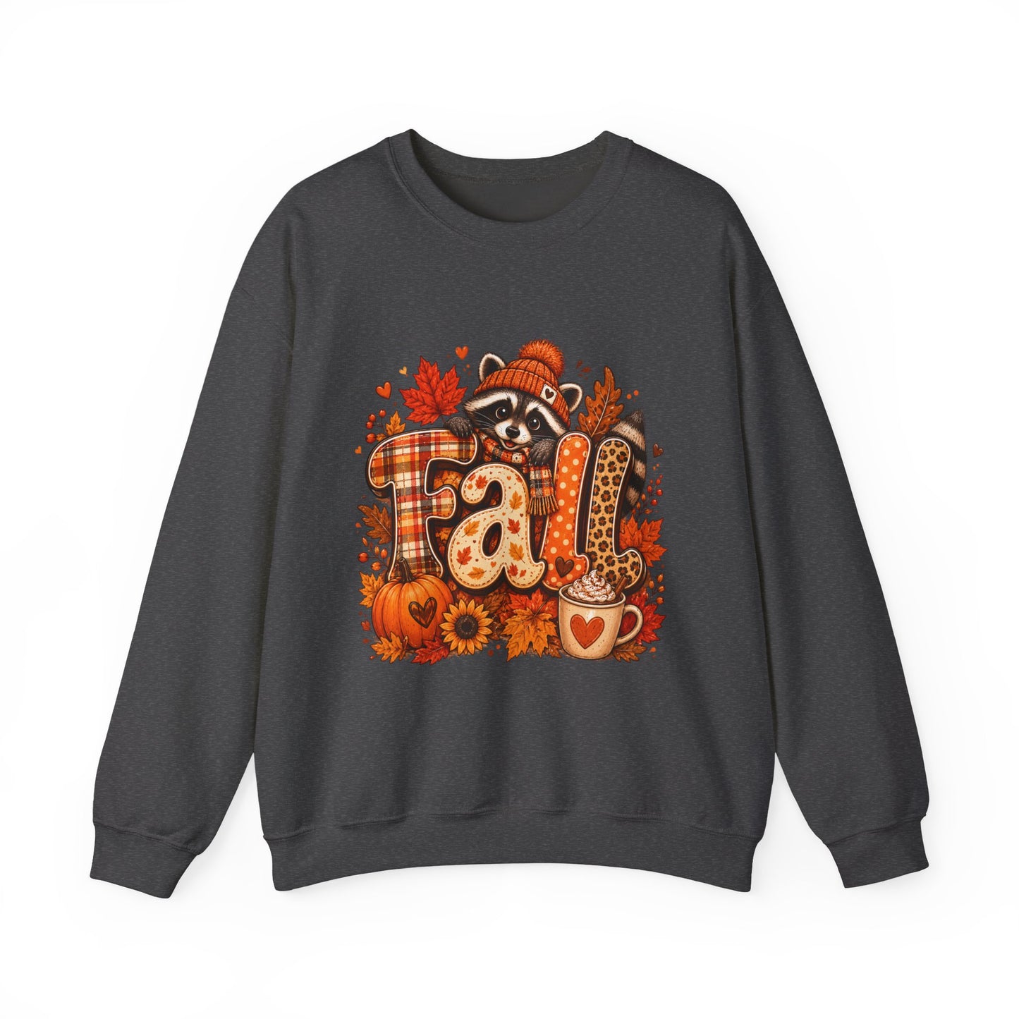 Fall Raccoon Plaid Pumpkin Sweatshirt | Autumn Leaves, Hot Cocoa