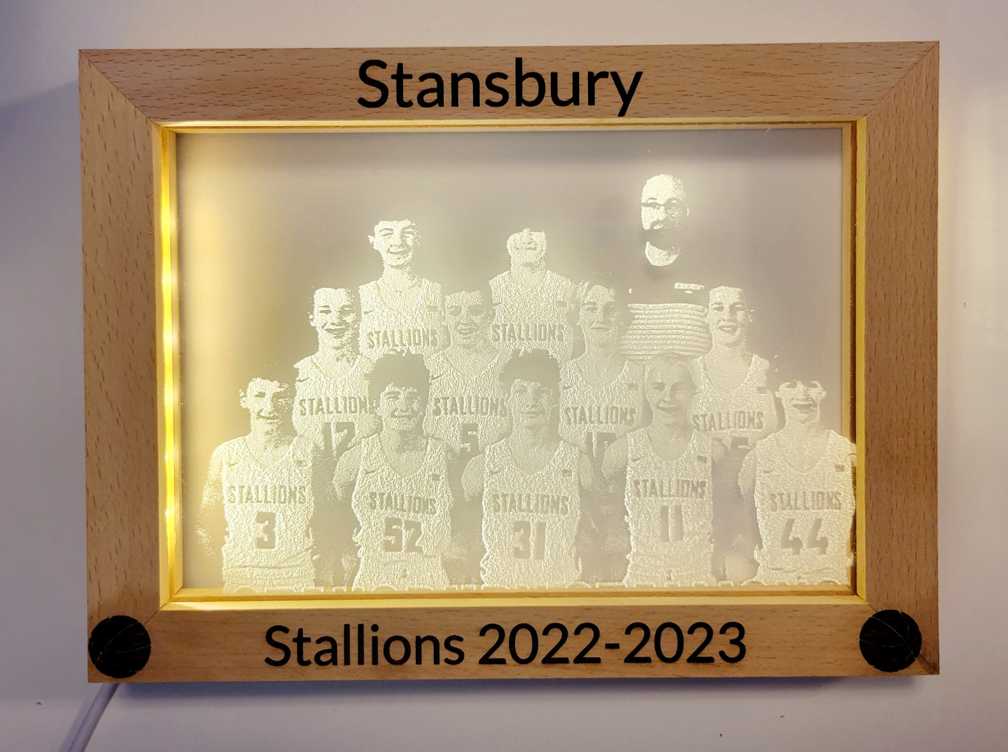 LED Beech Wood Picture Frame w/ Engraved Acrylic