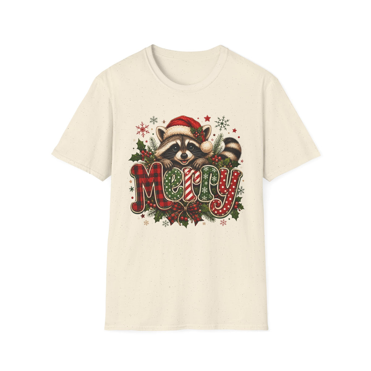 Merry Christmas Raccoon Graphic T-Shirt