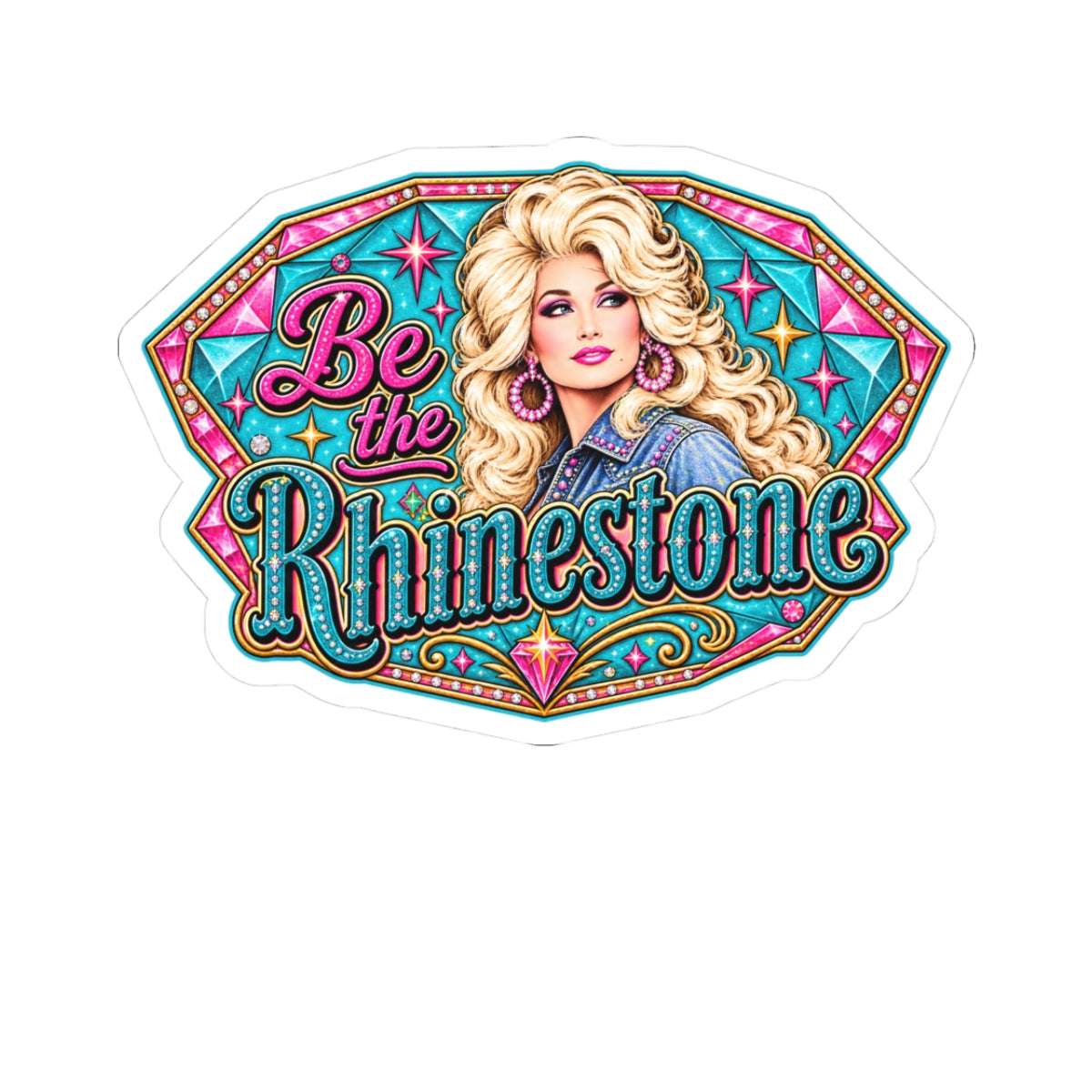 Be the Rhinestone Sticker | Retro Glam Dolly Portrait Kiss-Cut Sticker