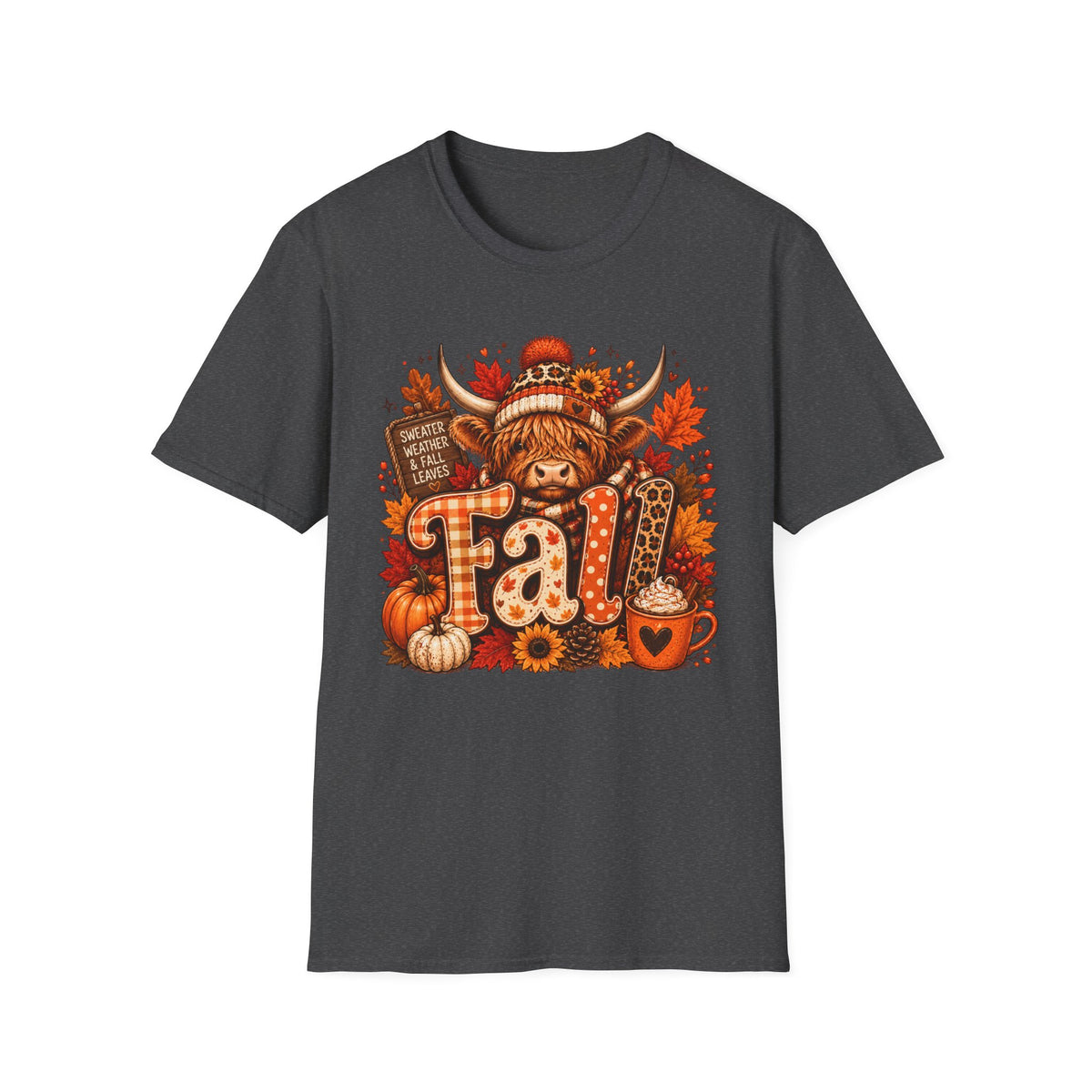 Fall Highland Cow Graphic T-Shirt