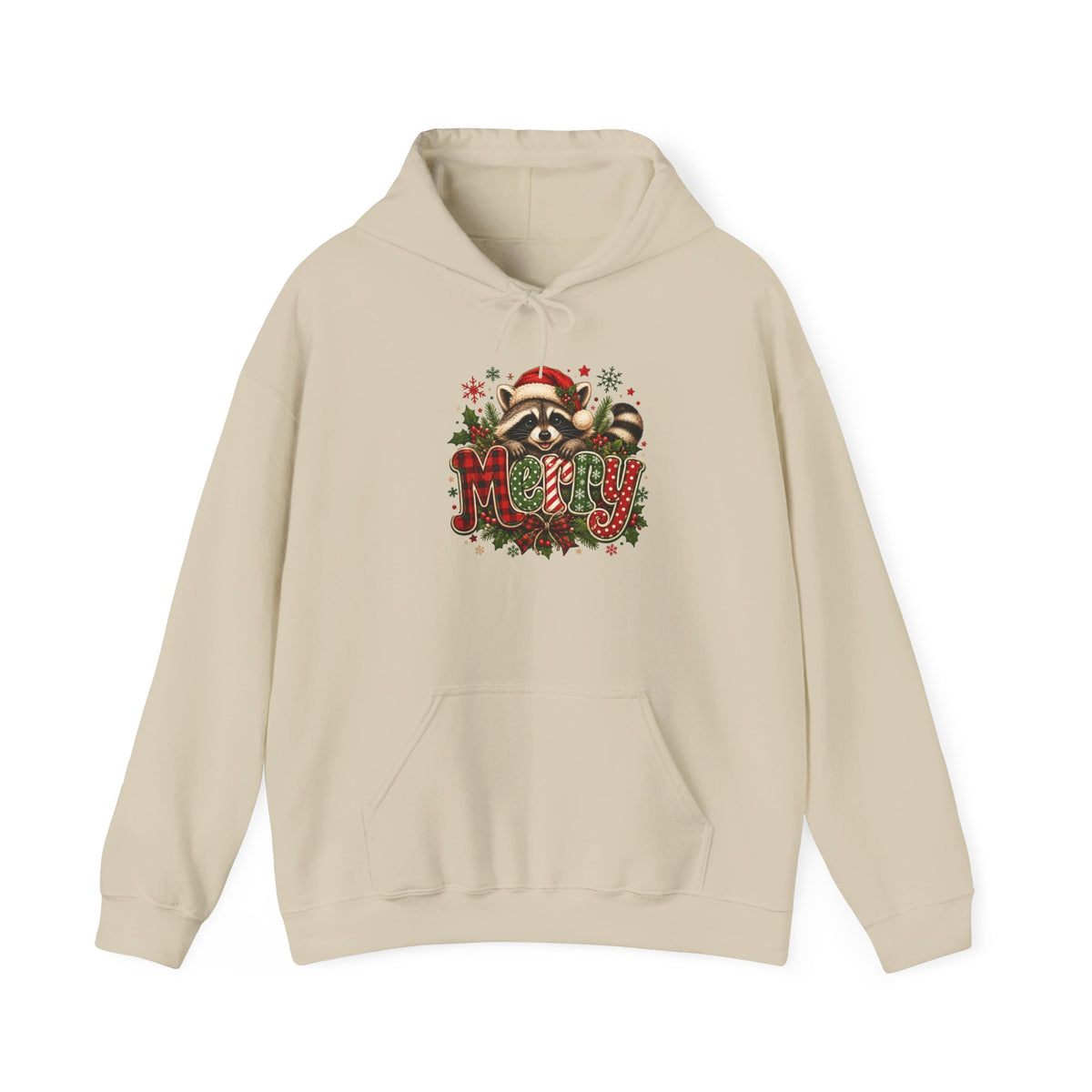 Merry Raccoon Christmas Hoodie – Cute Holiday Graphic Sweatshirt