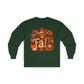 Highland Cow Fall long sleeve tee | autumn pumpkin leaves plaid lettering