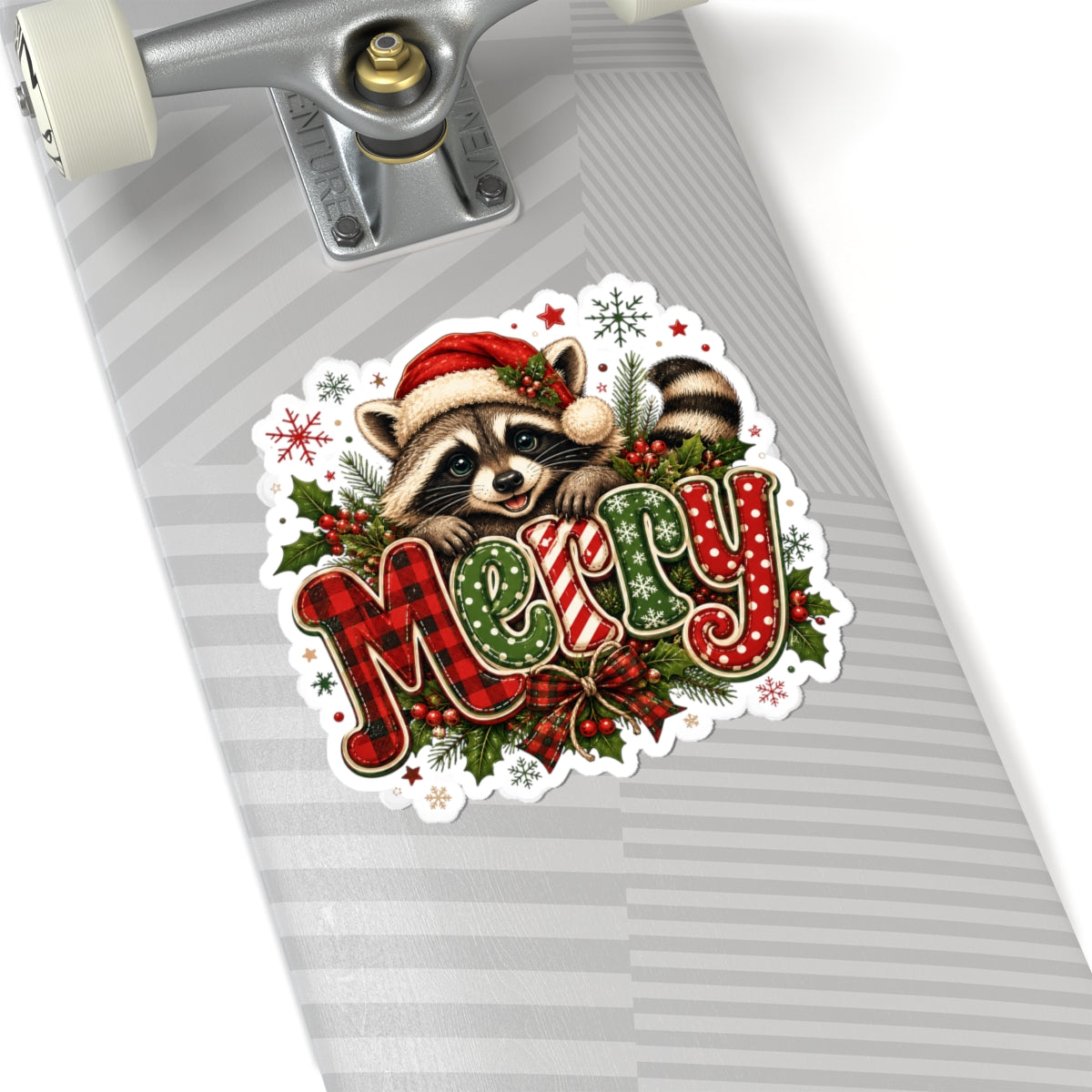 Merry Raccoon Christmas Sticker