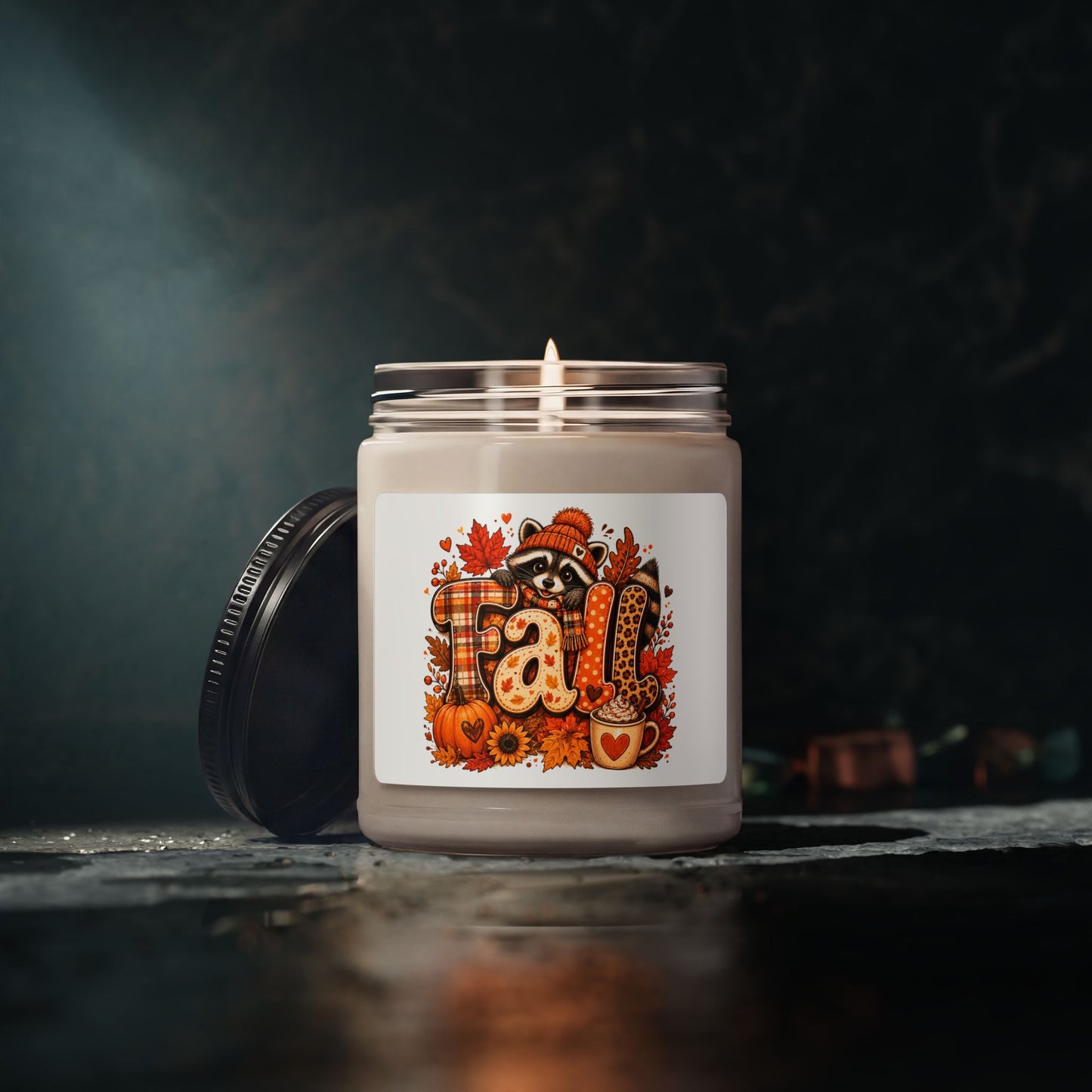 Autumn Raccoon Fall Design Candle | Soy 9oz
