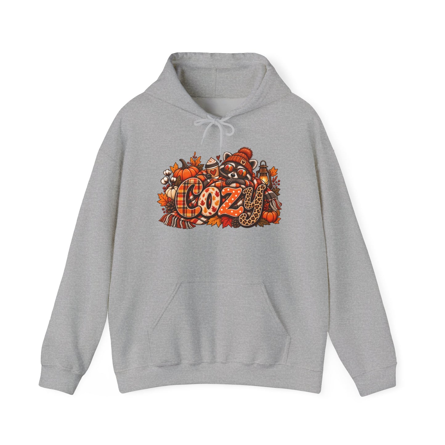 Cozy Racoon Pumpkin Fall Leaves Hoodie |