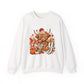 Cozy Highland Cow fall sweatshirt | pumpkin leaves autumn cozy design