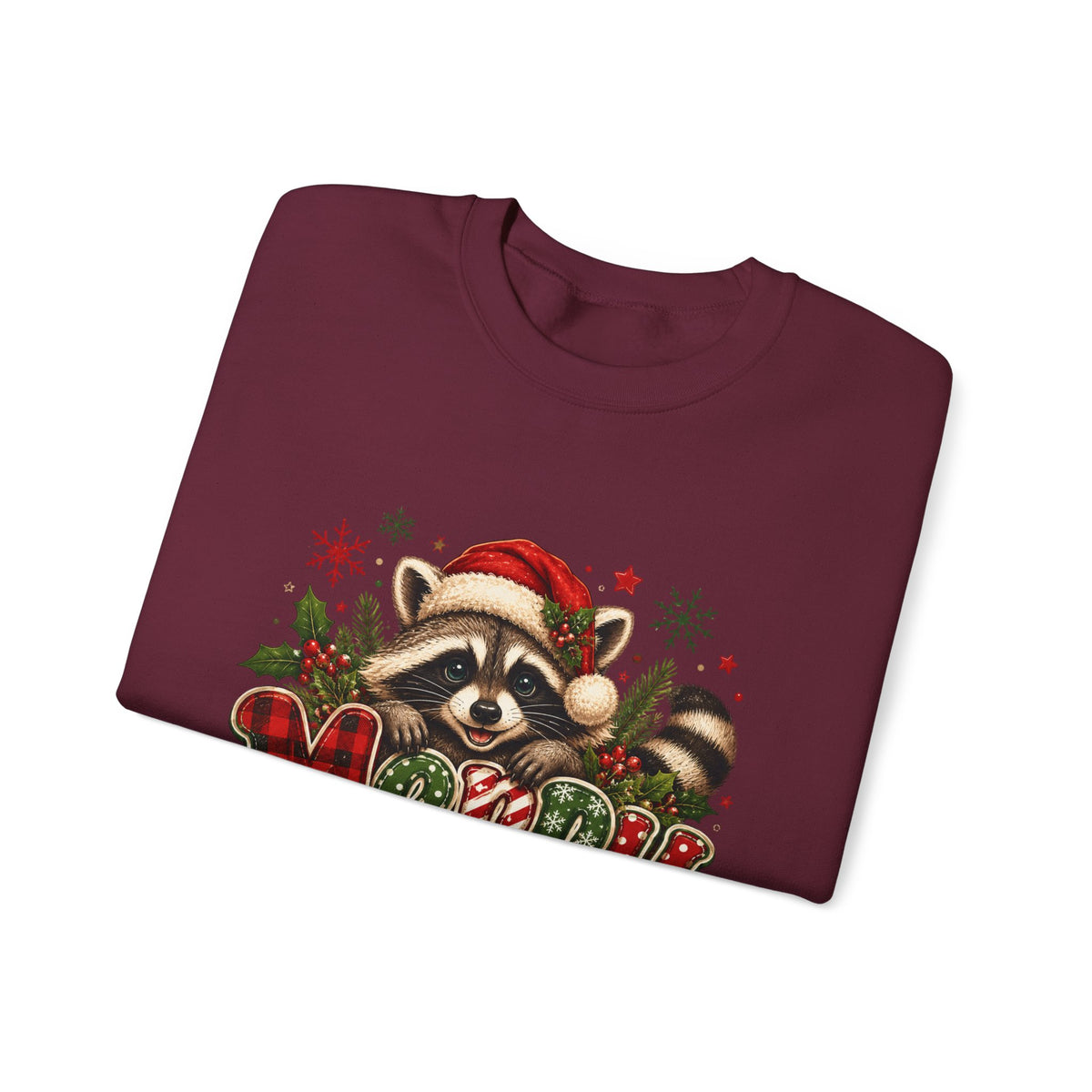 Crewneck-Christmas Raccoon "Merry"