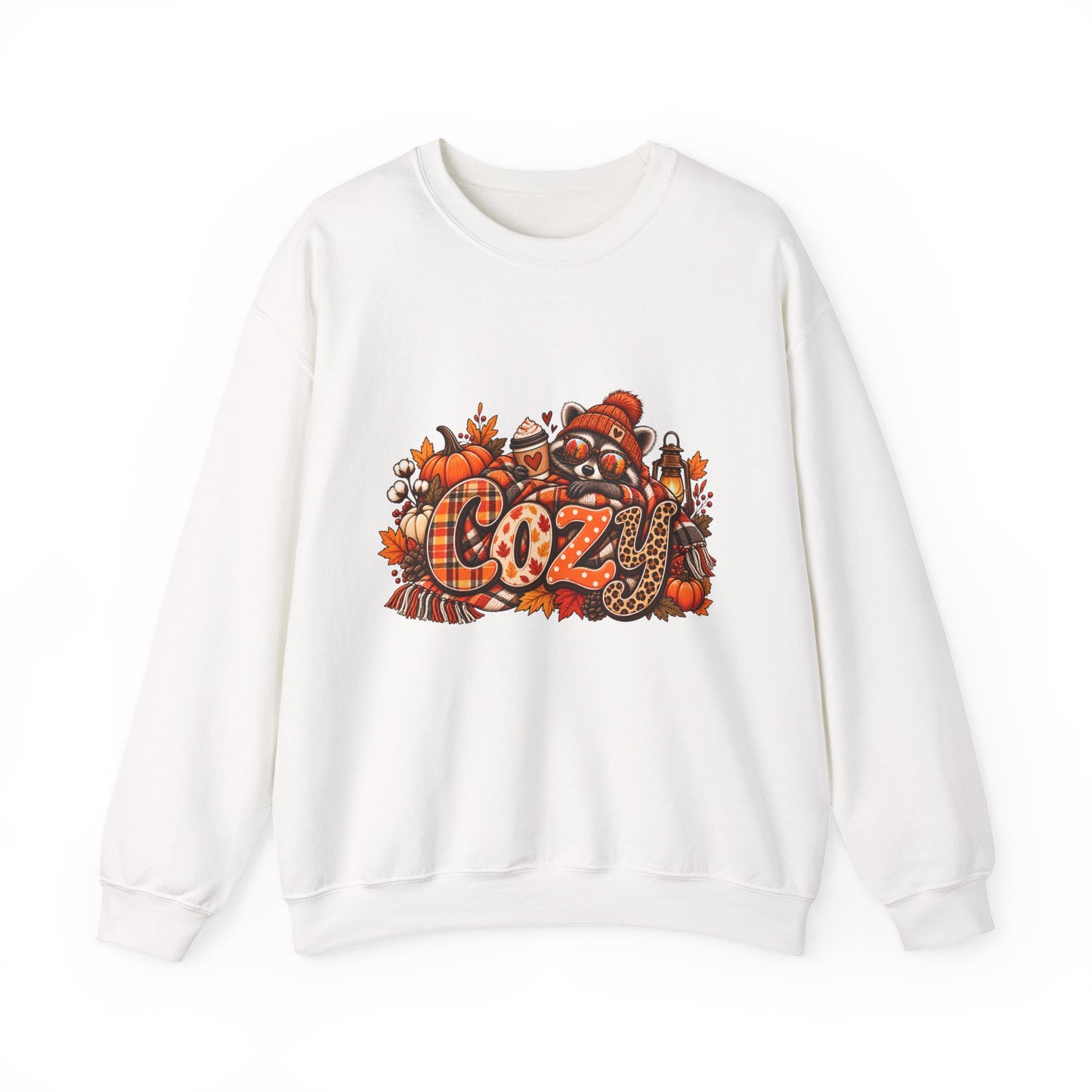 Cozy Autumn Harvest Sweatshirt | Fall Pumpkin Leaves Plaid Knit