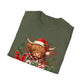 Merry Highland Cow Christmas Graphic T-Shirt