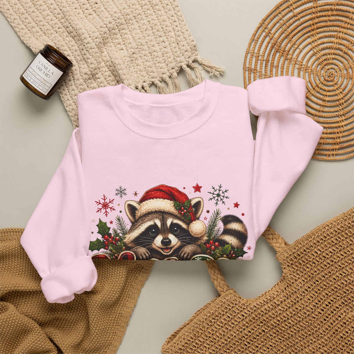 Crewneck-Christmas Raccoon "Merry"