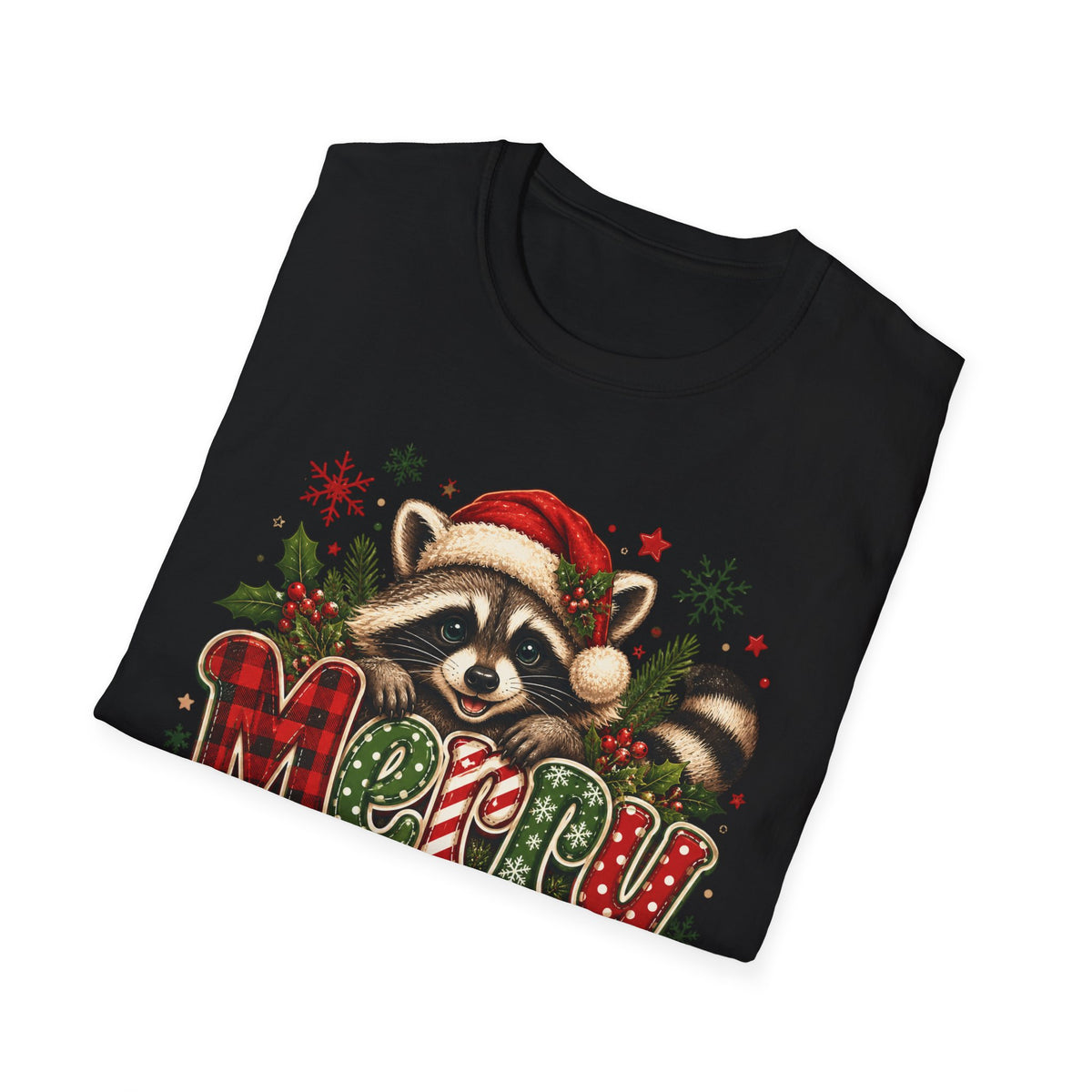 Merry Christmas Raccoon Graphic T-Shirt