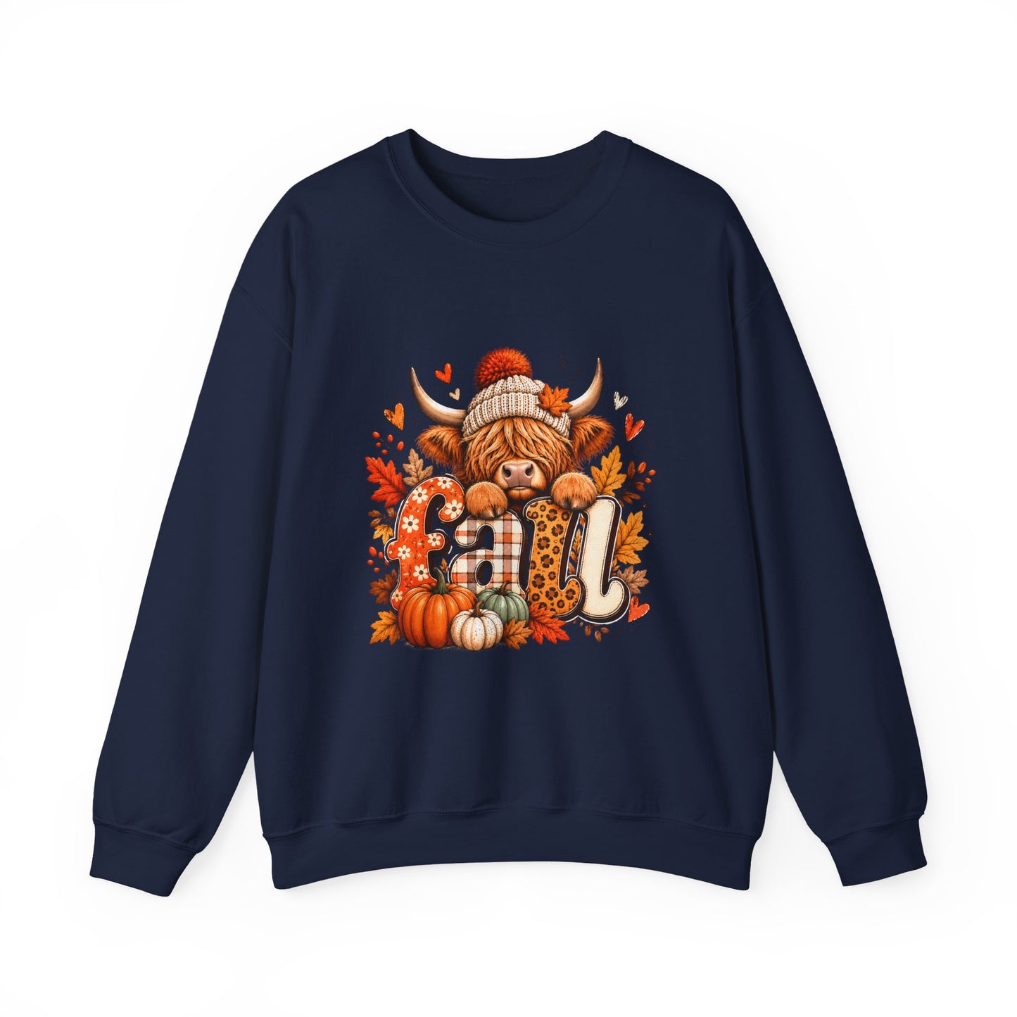 Autumn Highland Cow with Pumpkins Sweatshirt | Fall Cozy Farmhouse