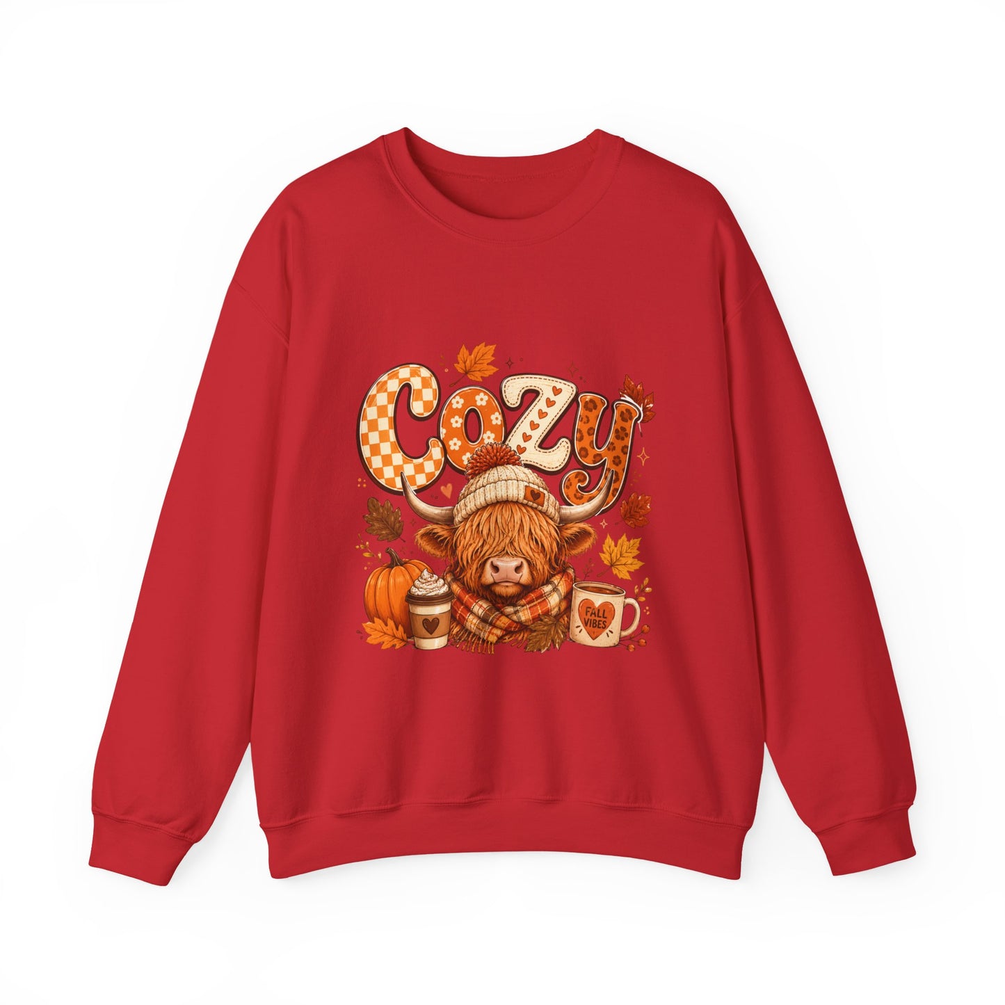 Cozy Autumn Bear illustration Sweatshirt | Fall Leaves, Pumpkin, Hot Cocoa