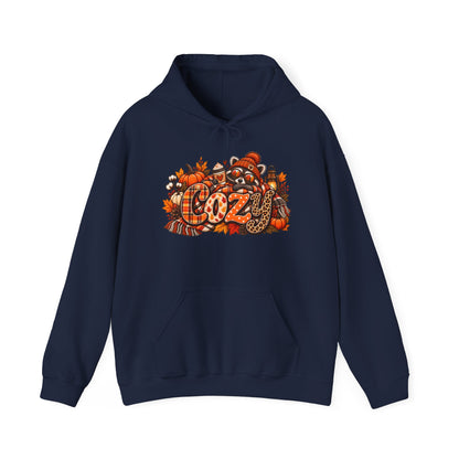 Cozy Racoon Pumpkin Fall Leaves Hoodie |