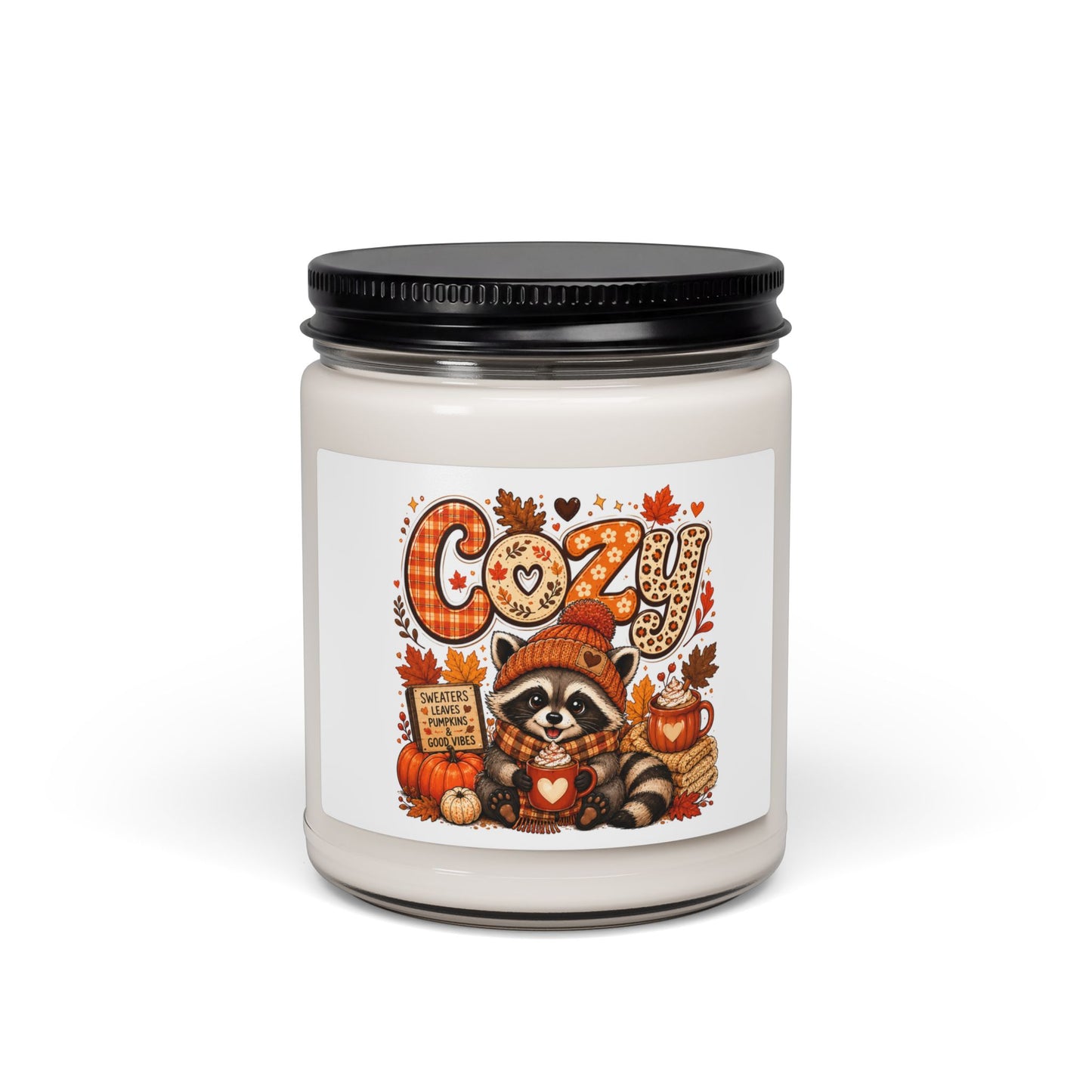 Cozy Autumn Raccoon Scented Soy Candle, 9oz | Fall Pumpkin Spice