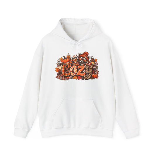 Cozy Racoon Pumpkin Fall Leaves Hoodie |