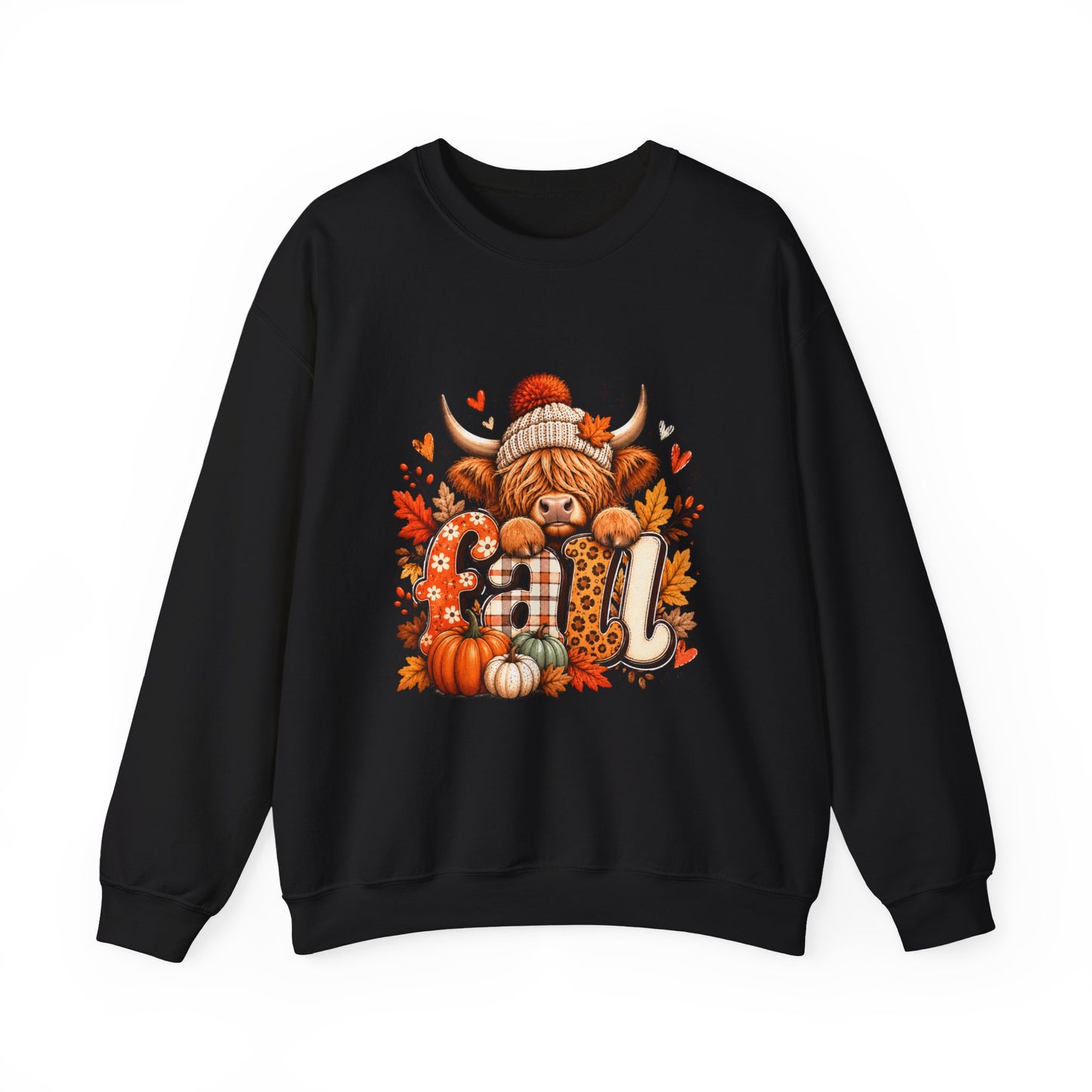 Autumn Highland Cow with Pumpkins Sweatshirt | Fall Cozy Farmhouse