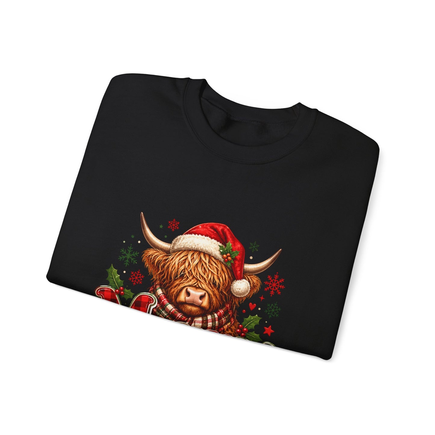 Christmas Highland Cow 'Merry' Sweatshirt – Festive Holiday Crewneck