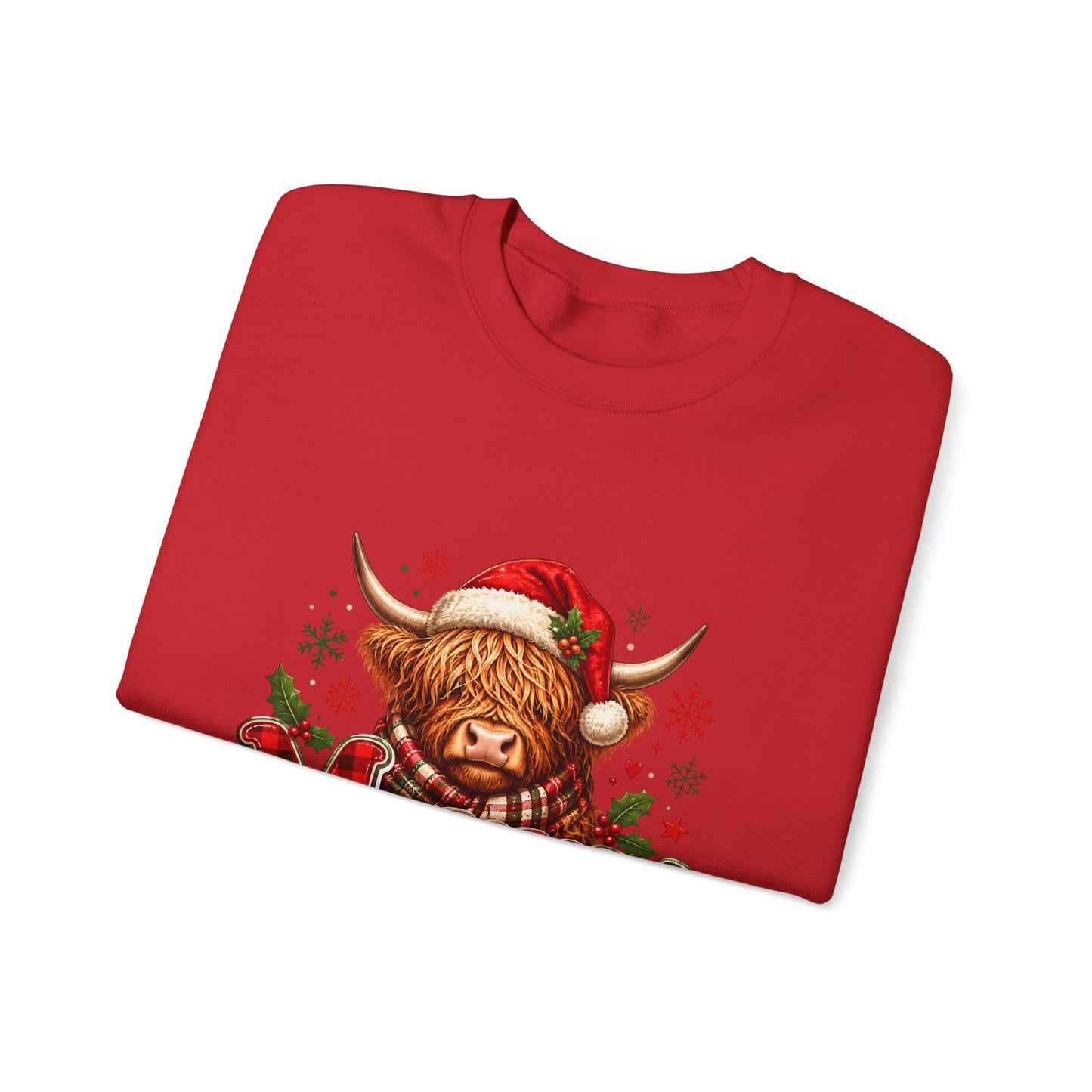 Christmas Highland Cow "Merry" Crewneck Sweatshirt